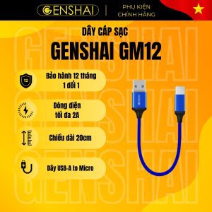 Cáp sạc Micro USB chính hãng GENSHAI GM12 20cm