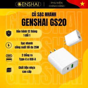 Củ sạc Nhanh 25w GENSHAI GS20 chính hãng cho điện thại di động và máy tính bảng